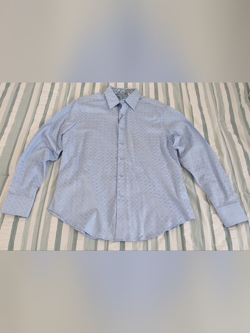 Men's Robert Graham Diamante Sport Shirt Light Blue Size Medium